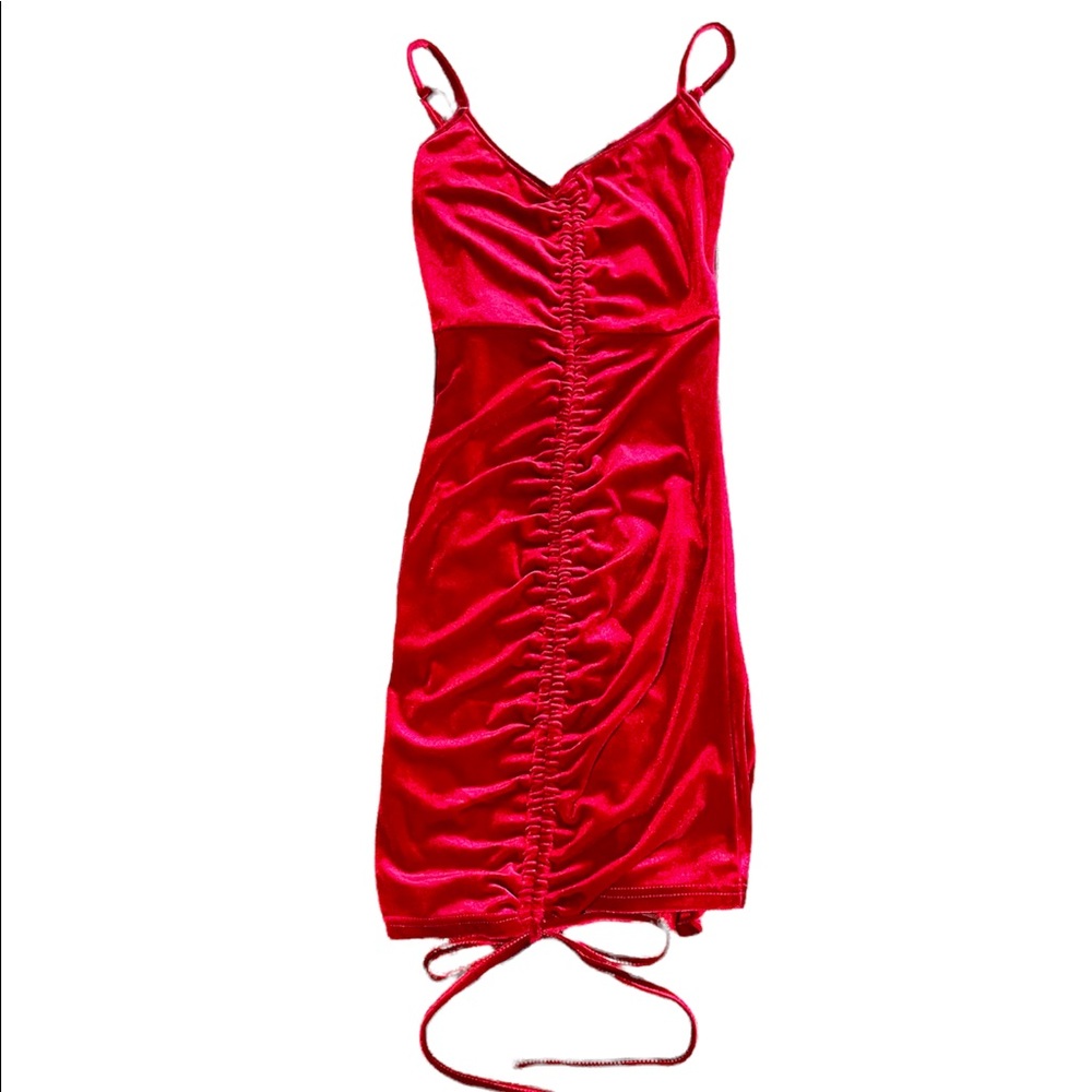 Double crazy drawstring Velvet Bodycon Dress
